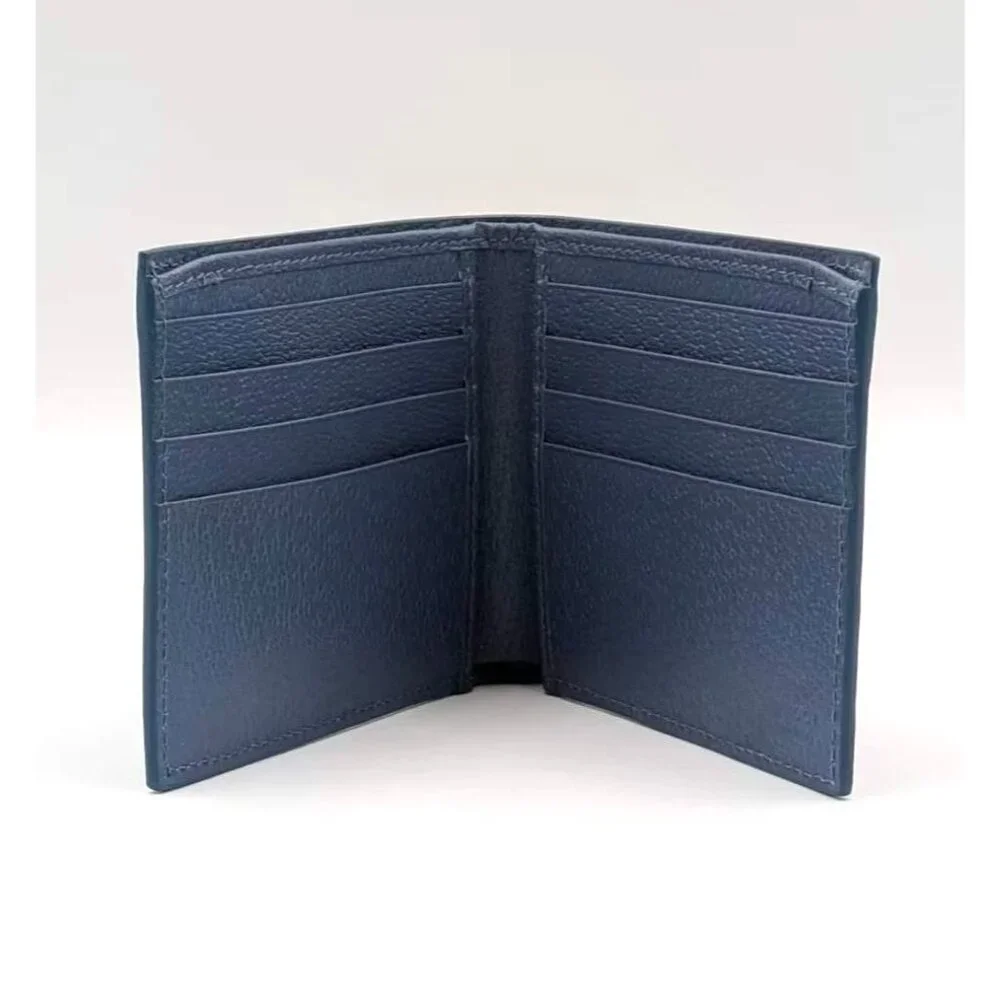 Gucci Black GG Supreme Bi-Fold Wallet with Blue Double G